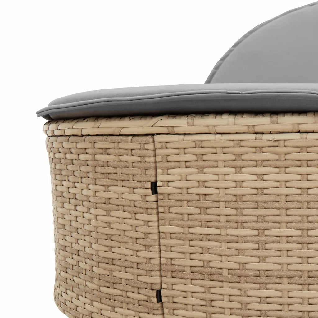 Lettino Prendisole | Sdraio da giardino | Lettino da sole con Cuscini Beige in Polyrattan