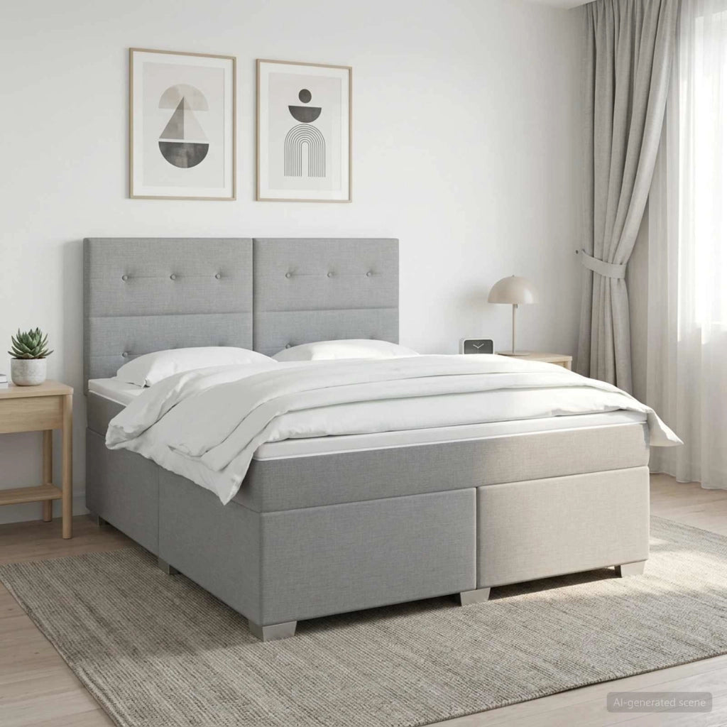 Letto box spring con materasso Grigio Chiaro 180 x 200 cm 3453465