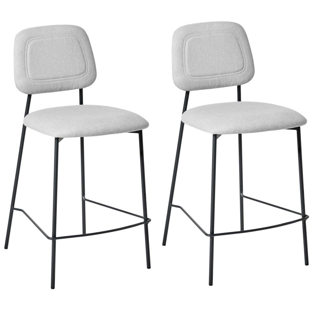 Set di sedie da bar imbottita in finto lino grigio chiaro arredi da sala da pranzo Design Glam