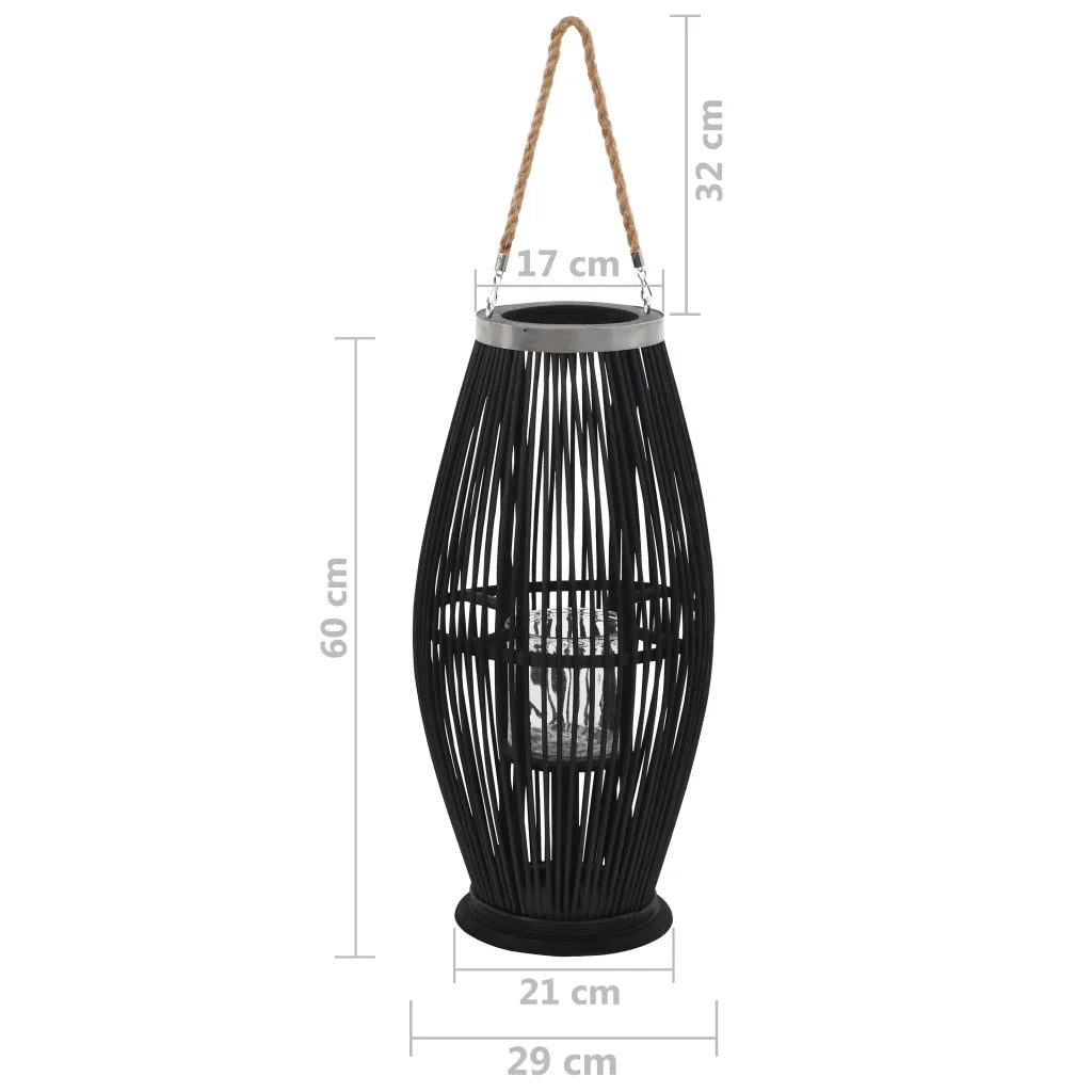 Supporto per Lanterna a Sospensione in Bambù 60 cm Nero 246813