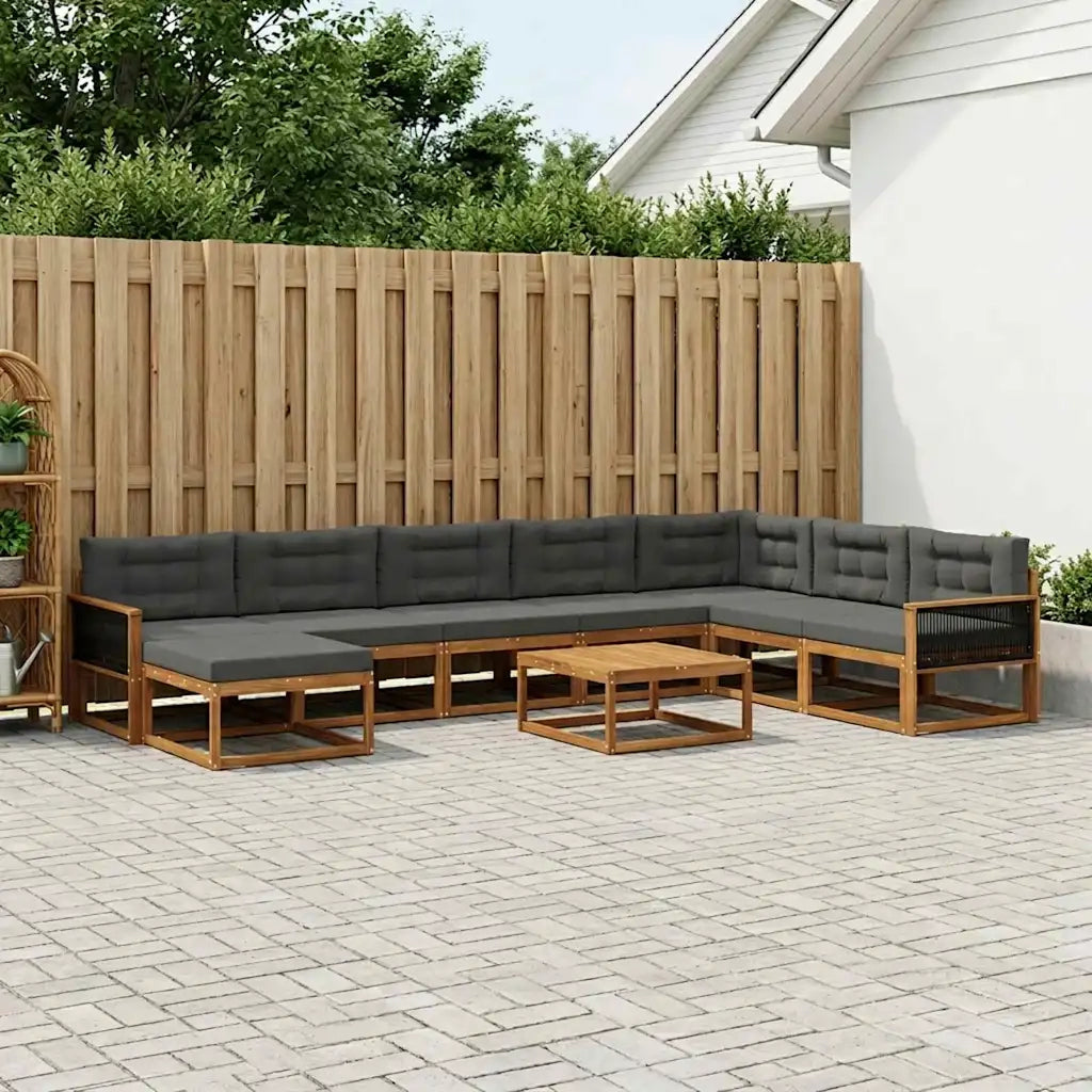 Set di divani da esterno con cuscino 9 pcs Naturale e Antracite 3382825