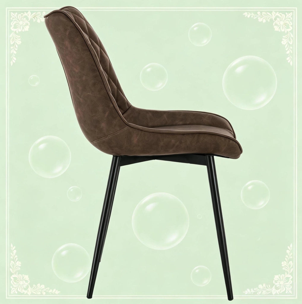 Set di 2 sedie da pranzo marroni in similpelle con gambe in metallo