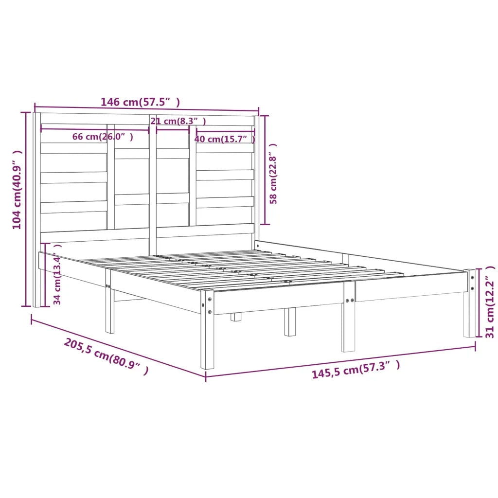 Giroletto-Struttura Letto Bianco in Legno Massello 140x200 cm 885935