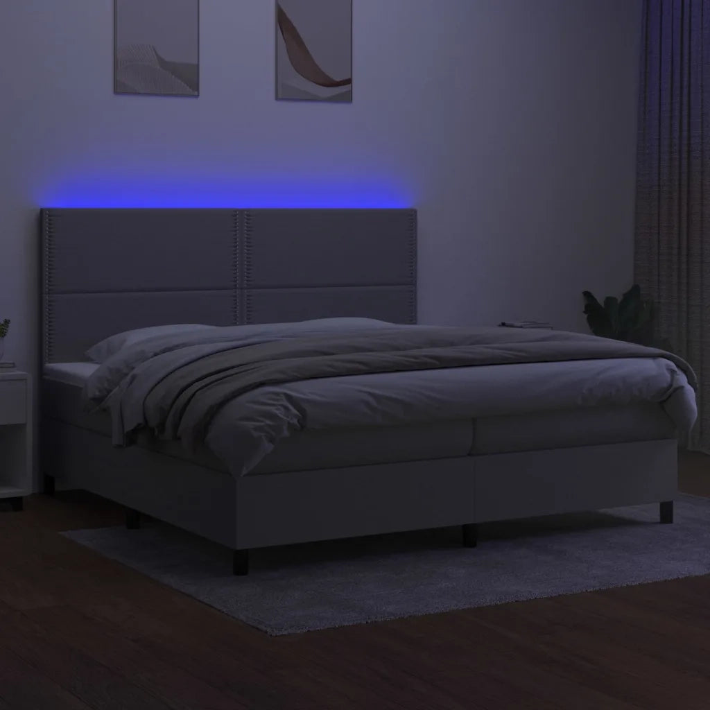 Letto a Molle Materasso e LED Grigio Chiaro 200x200 cm Tessuto