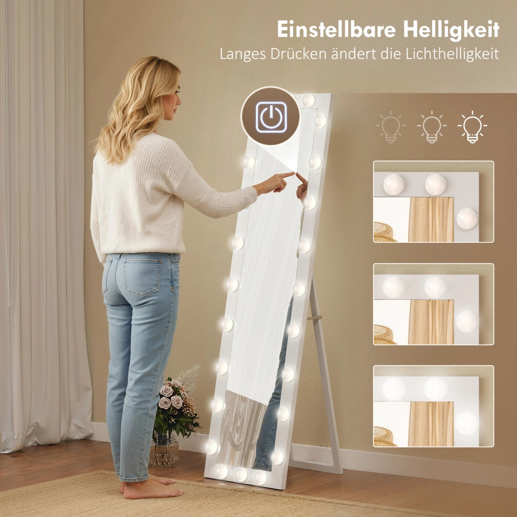 Specchio LED 150x40 cm con 24 lampadine 3 colori luce ¨C zephmum ¨C bianco