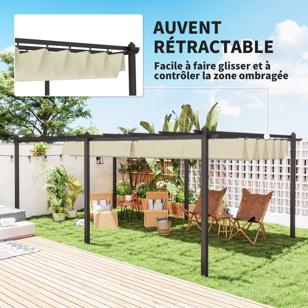 Pergola retrattile da giardino 3,5x6m ¨C Xylo ¨C Alluminio e poliestere beige