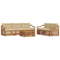 Set di divani da esterno con cuscino 6 pcs Naturale e Beige 3373038