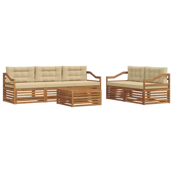 Set di divani da esterno con cuscino 6 pcs Naturale e Beige 3373038