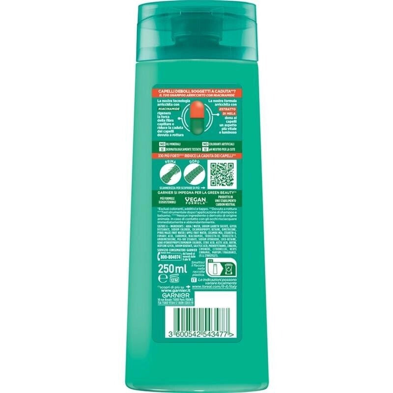 GARNIER SET 3 CONFEZIONI FRUCTIS SHAMPOO 250 ML RIGENERA FORZA X10 PIU FORTI MENO CADUTA DEI CAPELLI X CAPELLI FRAGILI