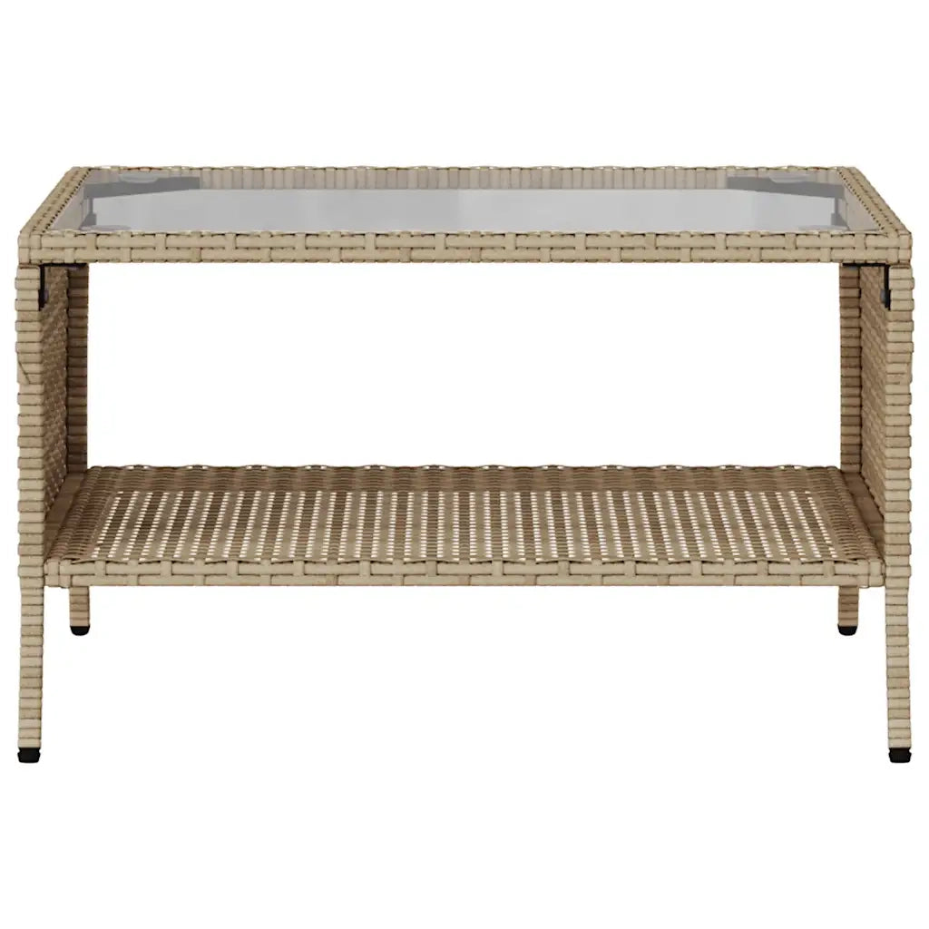 Divano Giardino 2 Posti con Cuscini e Tavolo Beige Polyrattan 4103849