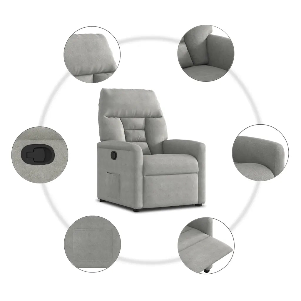 Poltrona Reclinabile Grigio Chiaro in Tessuto di Microfibra 4015564