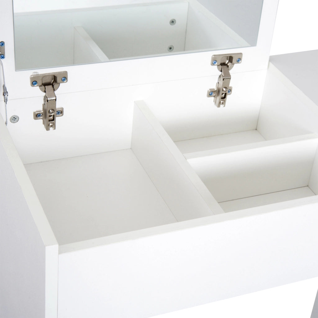 Cassettiera da trucco con specchio e sgabello ¨C zephmum ¨C bianco 80x40x79 cm