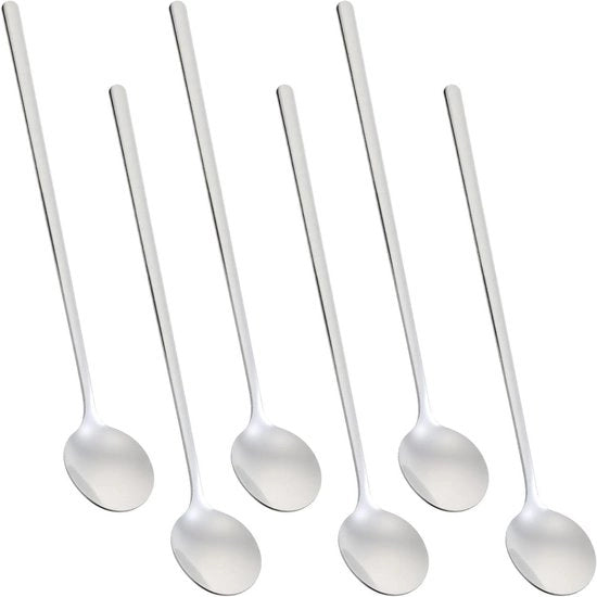 Set di cucchiai in acciaio inossidabile miniatura, cucchiaio da tè con manico lungo, cucchiaio da caffè, resistente alla lavastoviglie