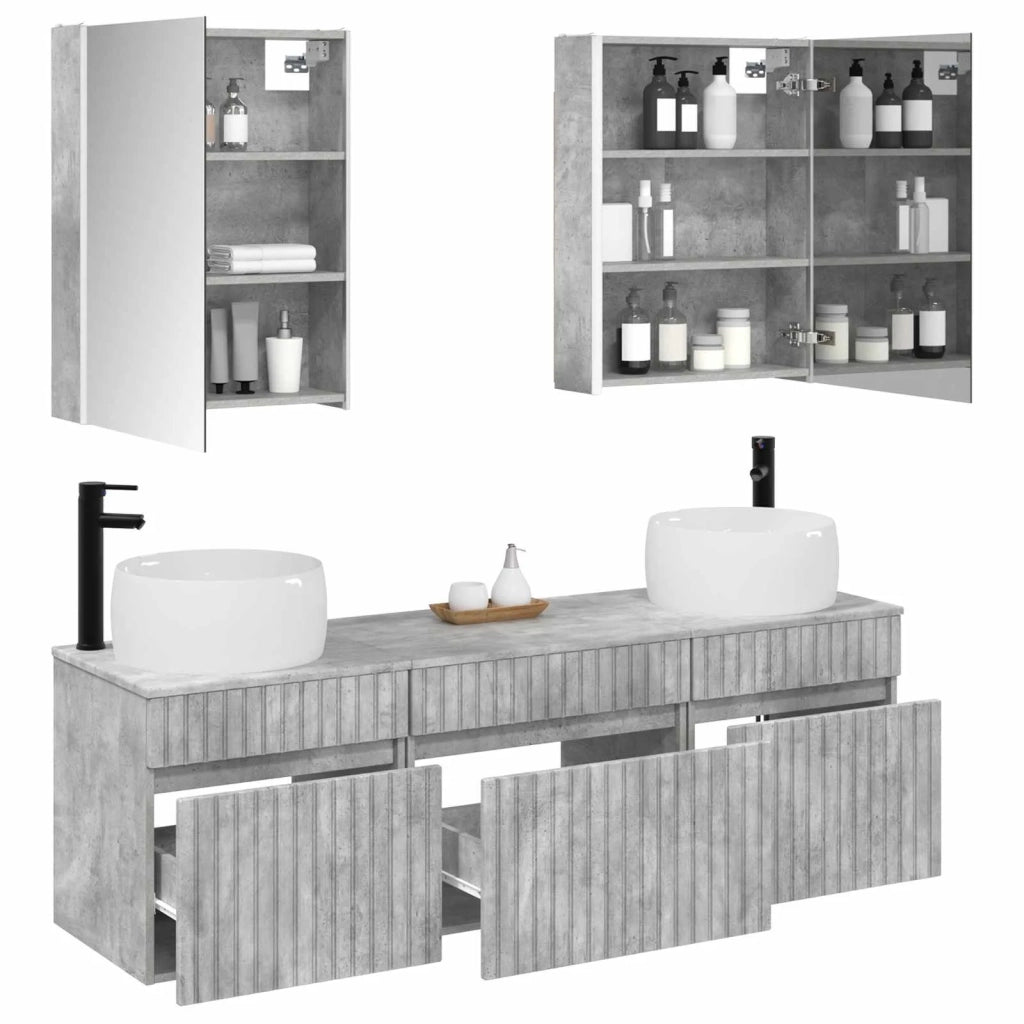 Set di Armadi da Bagno 5 pcs Grigio Cemento 53 x 15,5 x 70 cm 3406650