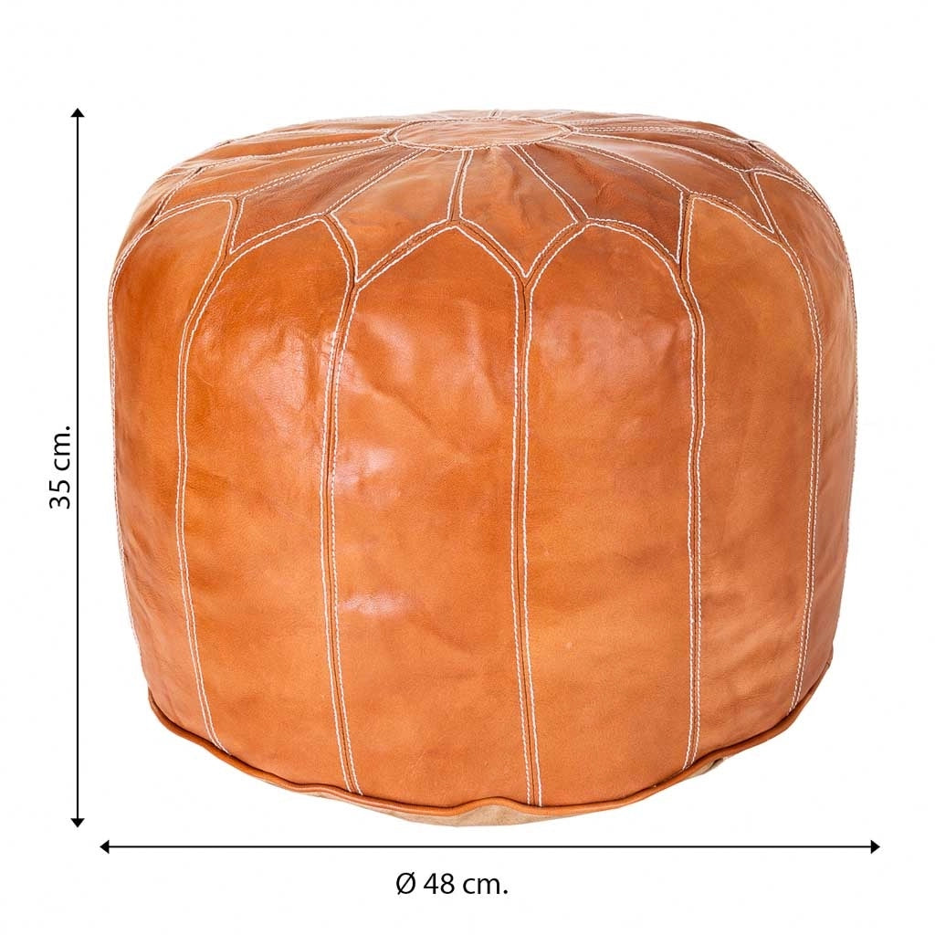 Pouf in pelle arancione 48x48x35h