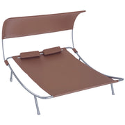 Letto da Giardino 2 Posti con Tetto Regolabile ¨C Zephmum ¨C Acero Epoxy Poliestere Marrone Scuro