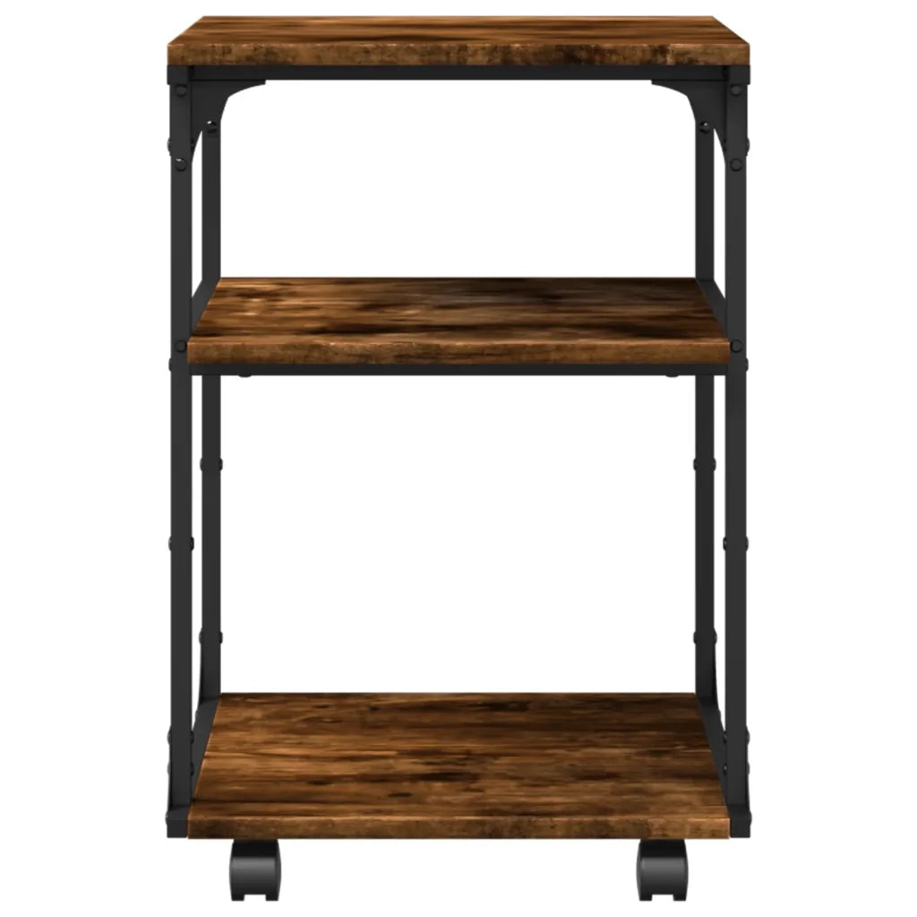 Supporto Stampante 3 Livelli Rovere Fumo 43x48x64cm Multistrato 842278