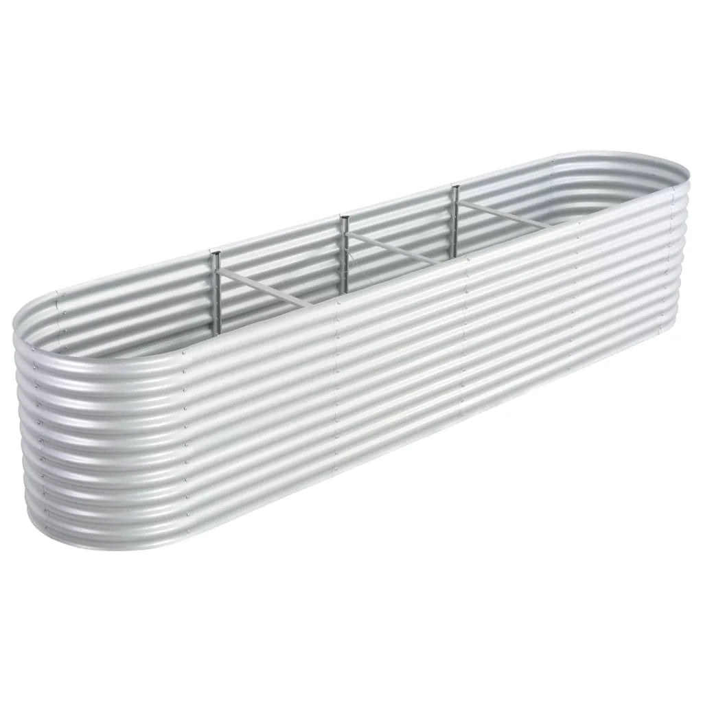 Fioriera rialzata per piante e fiori giardino 400 x 80 x 81 cm acciaio zincato argento 02_0001052
