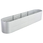 Fioriera rialzata per piante e fiori giardino 400 x 80 x 81 cm acciaio zincato argento 02_0001052