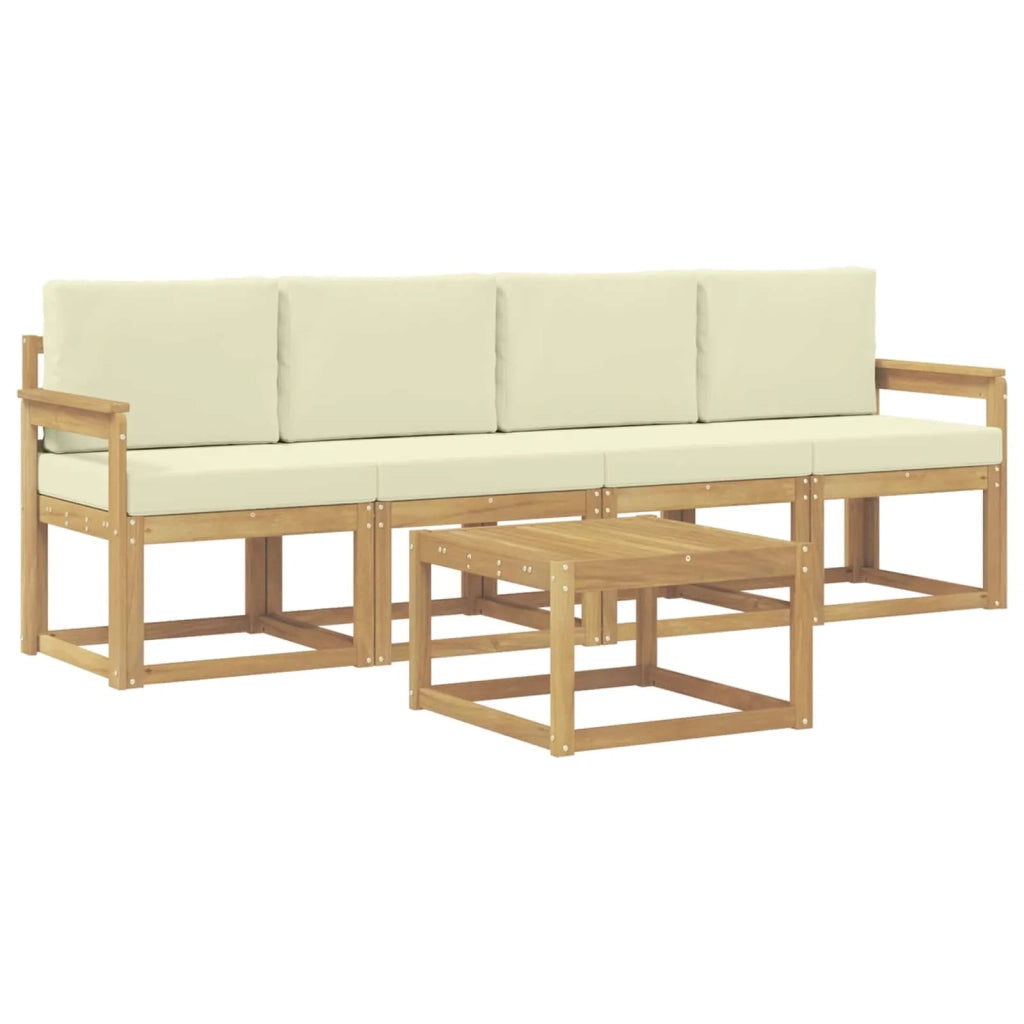 Set di divani da esterno con cuscino 5 pcs Bianco e Crema 3387199