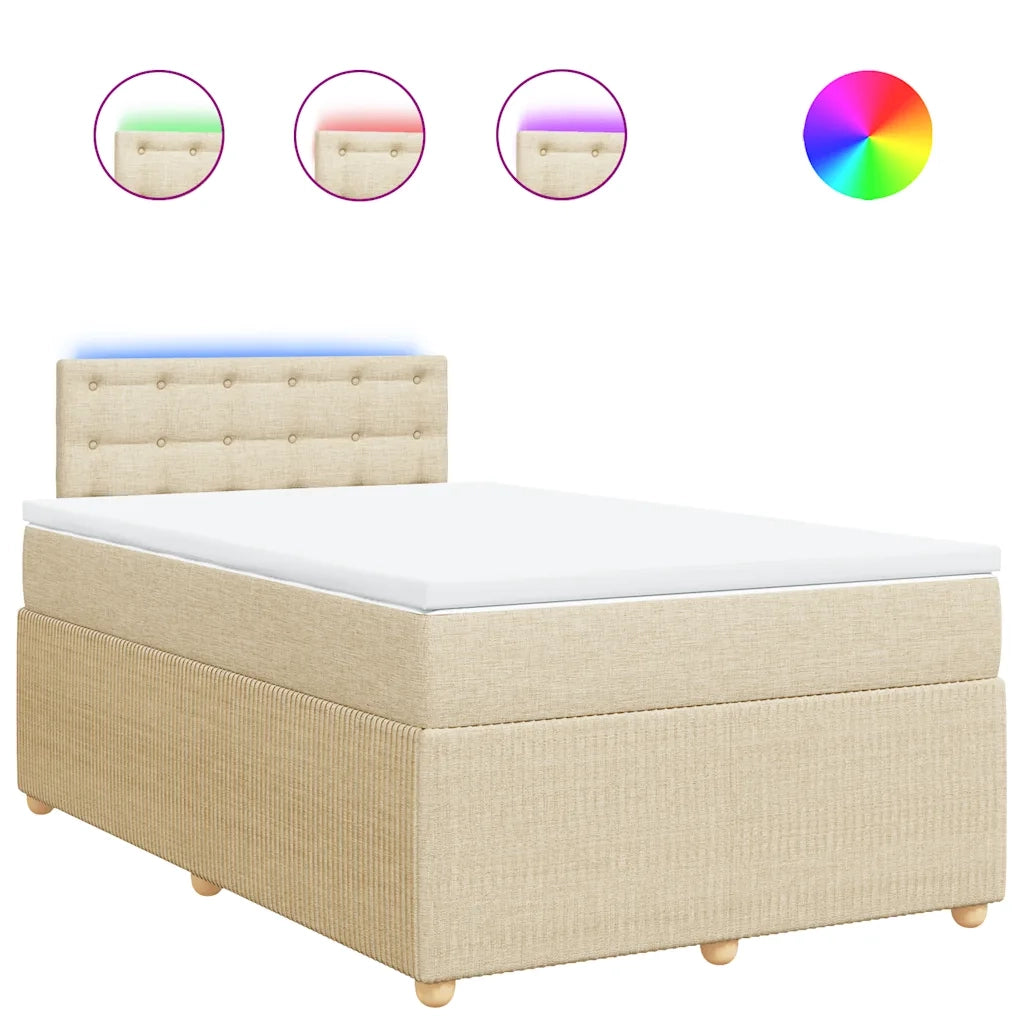vidaXL Giroletto a Molle con Materasso Crema 120x190 cm in Tessuto