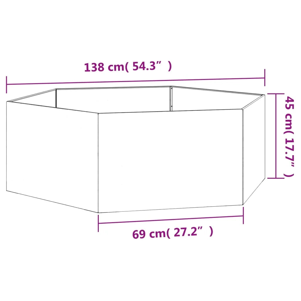Fioriera rialzata per piante fiori terrazza giardino color ruggine 138 x 120 x 45 cm acciaio corten marrone 02_0038720