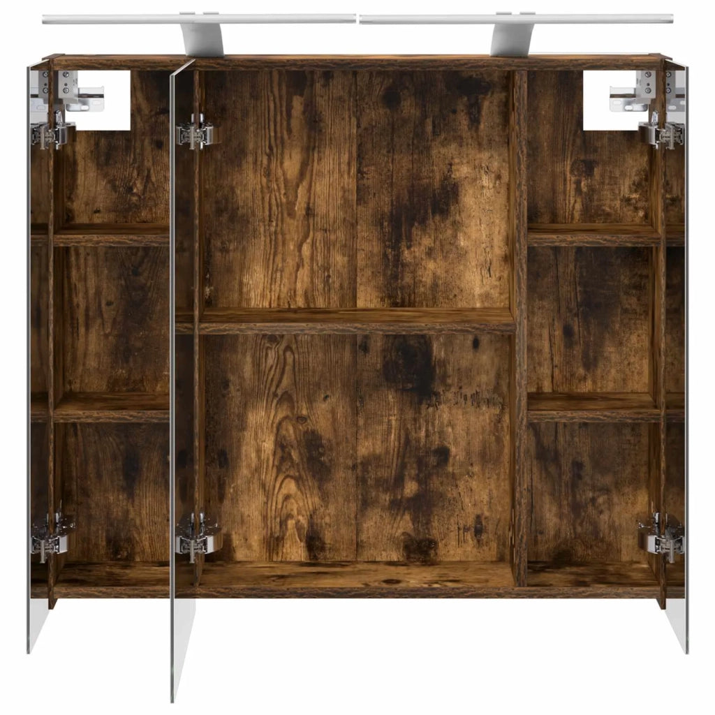 Mobiletto per specchio da bagno Rovere fumé 80 x 14.5 x 70 cm 889115