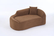 Divano letto chaise longue in chenille; 2 posti; senza montaggio; caramello con 1 cuscino
