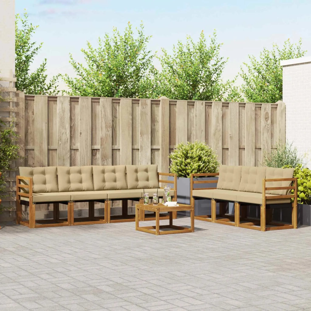 Set di divani da esterno con cuscino 8 pcs Naturale e Beige 3368464
