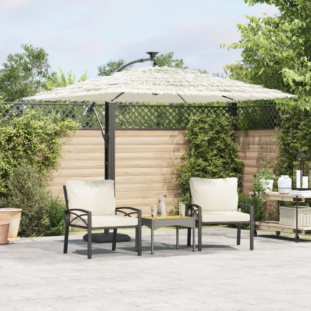 Ombrellone Giardino-Ombrello da Balcone con Palo in Acciaio Bianco 246x246x230 cm
