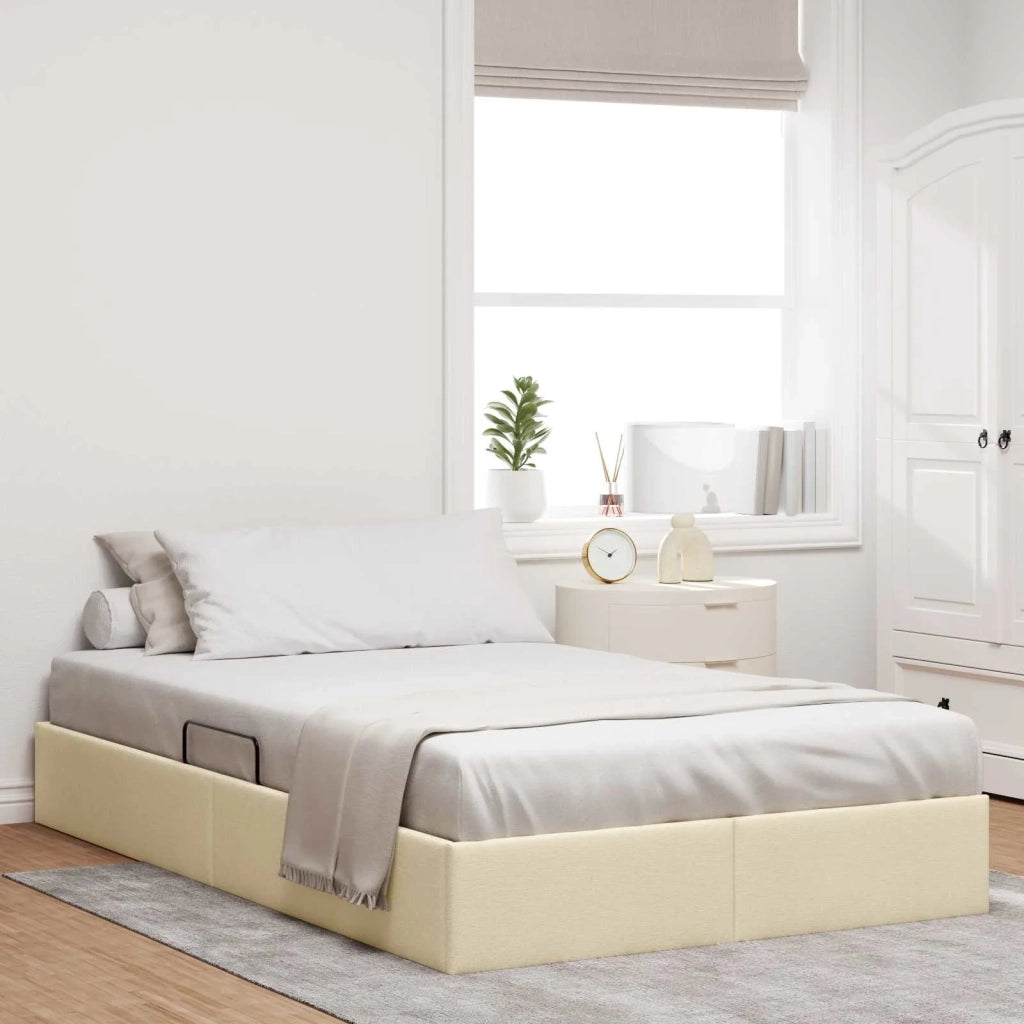 Letto ottomano con archiviazione Crema 120 x 200 cm Tessuto 3442812