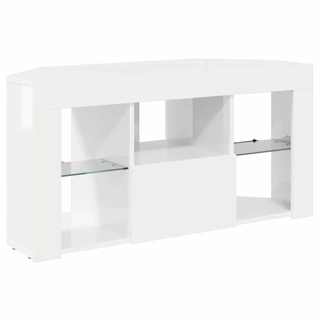 Mobile TV LED Angolare Bianco ad Alto Lucido 100 x 40 x 50 cm 889799