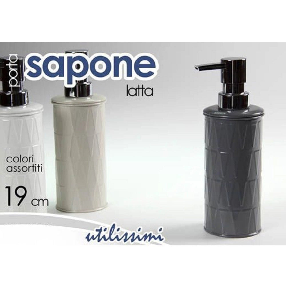 Trade Shop - Porta Sapone Portasapone Dispenser Liquido In Latta 19cm Bagno Colori Ass 655494 -