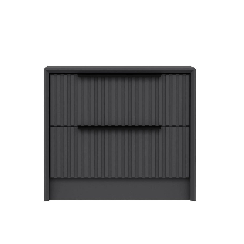 Moke, Comodino 2 Cassetti, 45x45x53h cm Nero Antracite