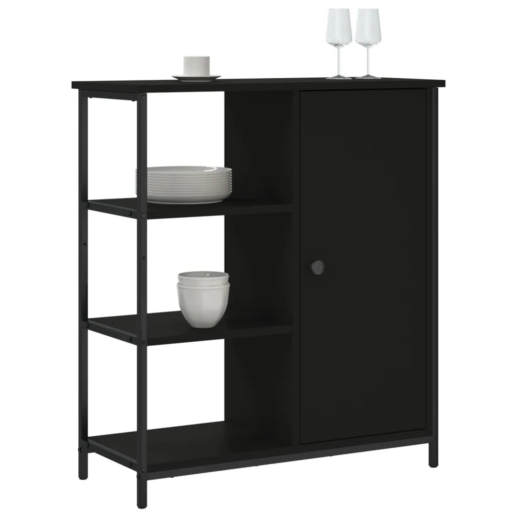 Credenza | Madia | Buffet da pranzo | Armadio da pranzo Nera 70x30x80 cm in Legno Multistrato