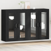 Armadi a Muro 2 pz Nero Rovere 69,5x34x90 cm Legno ingegnerizzato