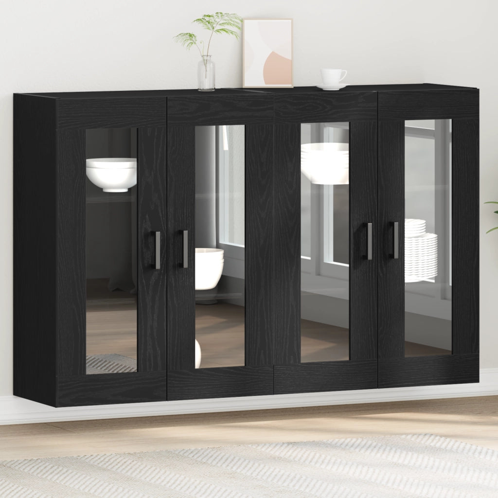Armadi a Muro 2 pz Nero Rovere 69,5x34x90 cm Legno ingegnerizzato