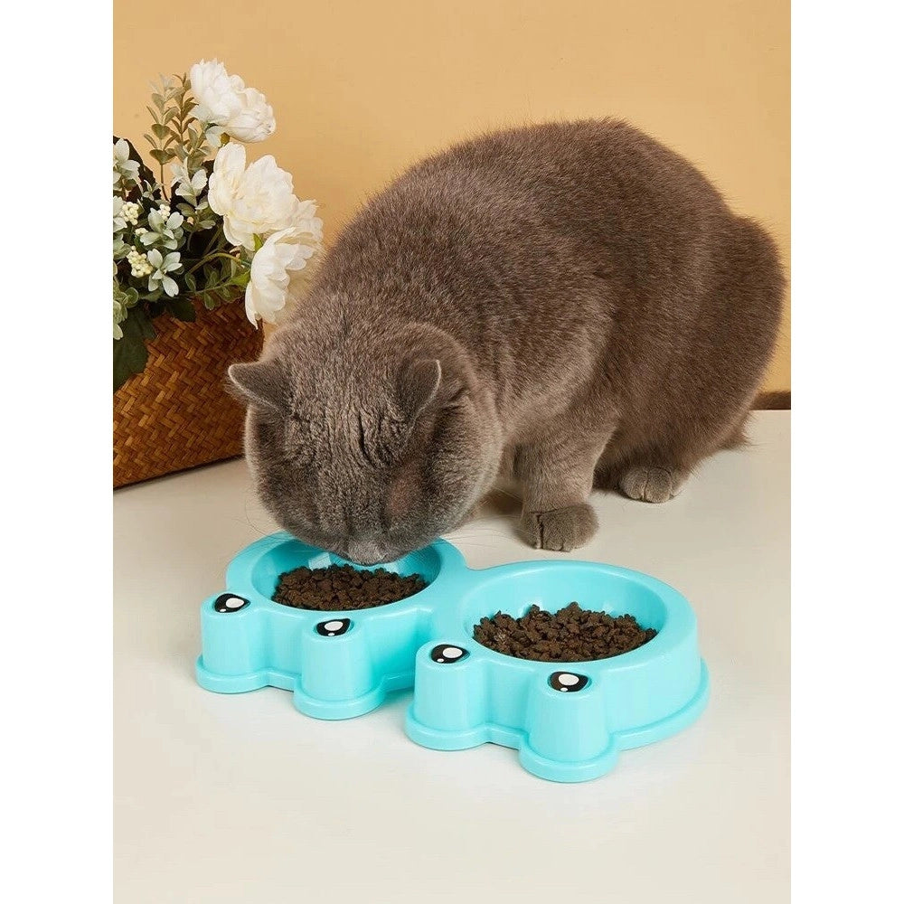 Trade Shop - Ciotola Con Design Rana Per Cane Gatto Animale Domestico Doppio Per Cibo Acqua -