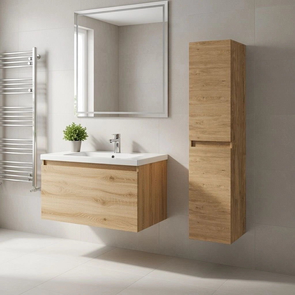 Colonna bagno sospesa mod. LOFT cm. 130  - Rovere Naturale