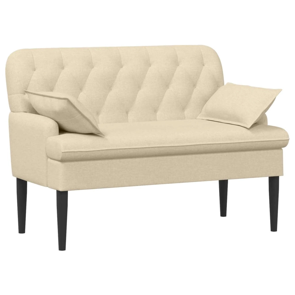 Loveseat con bottoni imbottiti Crema 111 x 68 x 80 cm Tessuto 42041803