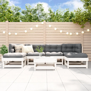 Set Salotto da Giardino 7 pz Bianco in Legno Massello di Pino