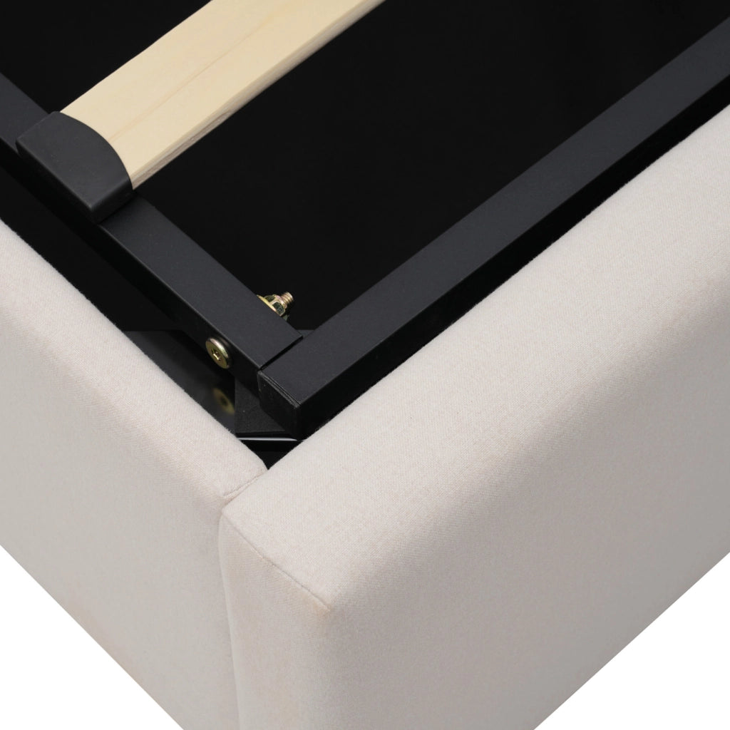 Letto matrimoniale 180x200 beige con vano contenitore, USB e USB-C