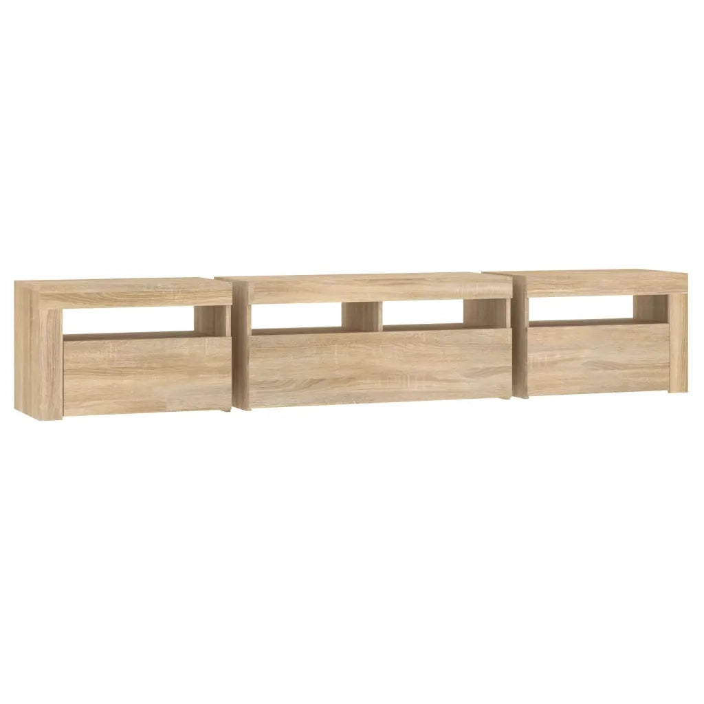 Mobile Porta TV con Luci LED Rovere Sonoma 210x35x40 cm cod mxl 11609