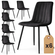 Set di 6 Sedie in velluto trapuntate LIVO Nero gambe nere