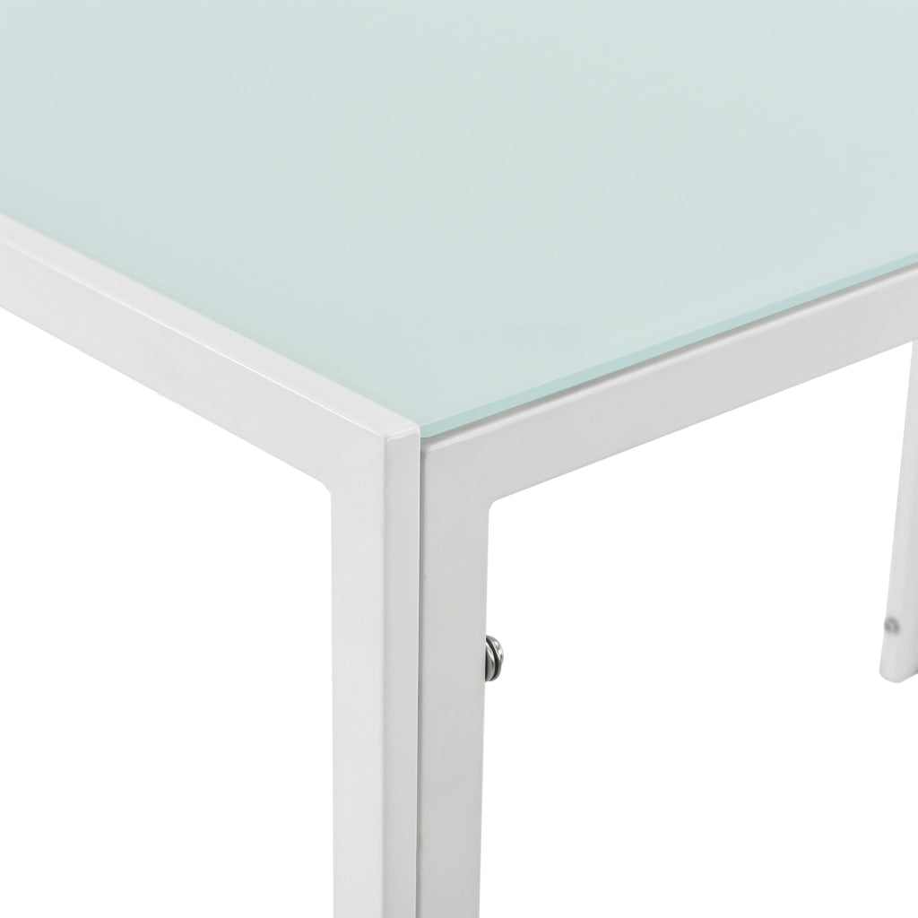 Set Tavolo da Pranzo con 4 Sedie Imbottite Schienale Alto Similpelle - Bianco [en.casa]