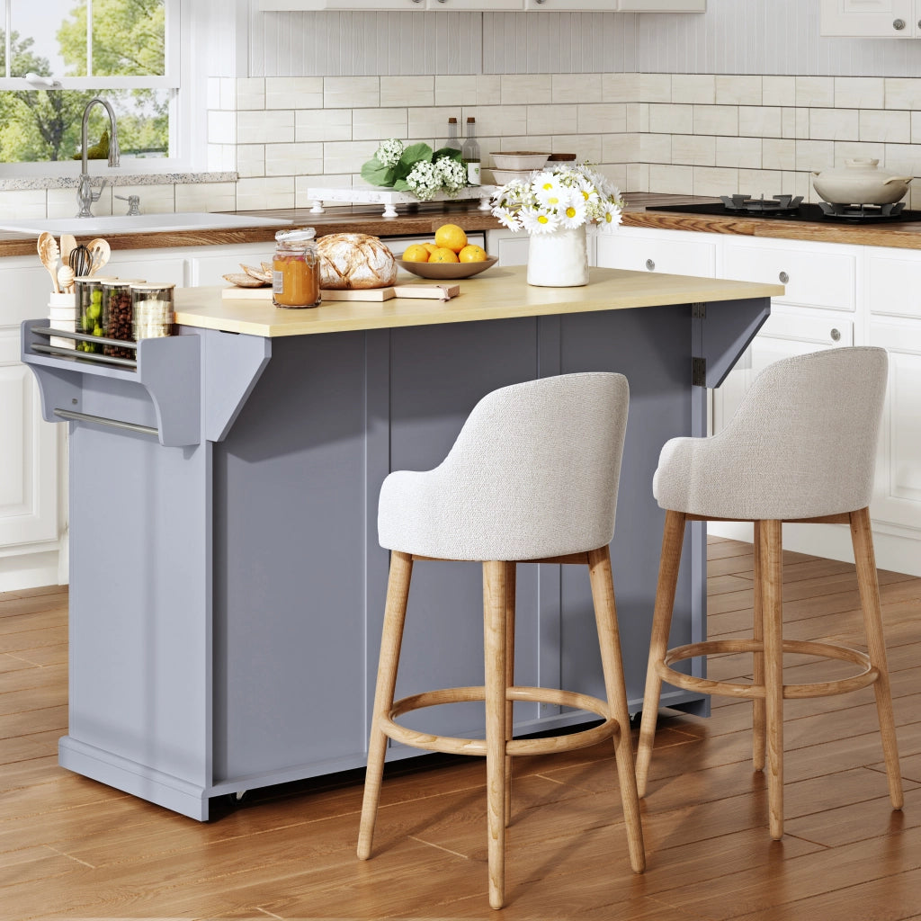 ISOLA DA CUCINA con piano ribaltabile 121x49(69)x89 cm MDF Naturale/Grigio