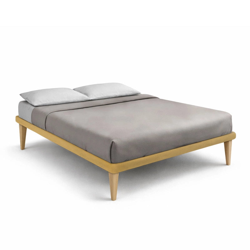 Letto imbottito Matrimoniale 180x200 cm Tessis - Con rete,Microfibra,Ocra