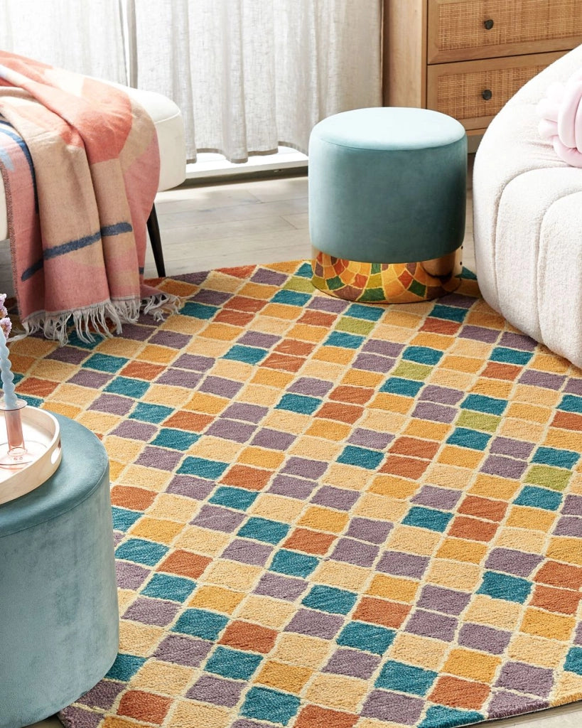 Tappeto moderno con motivo geometrico 160 x 230 cm multicolore camera da letto salotto