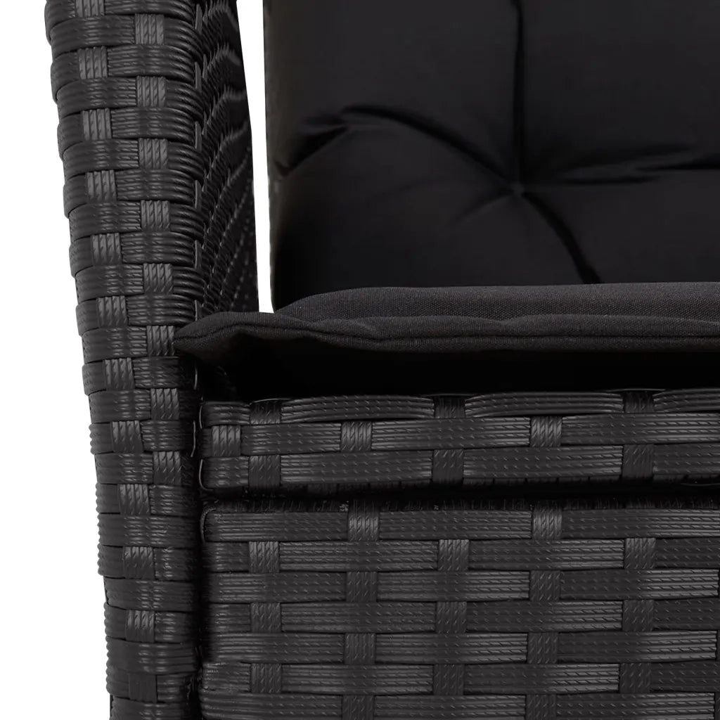 Set da Pranzo da Giardino 5 pz Nero con Cuscini in Polyrattan 3213070