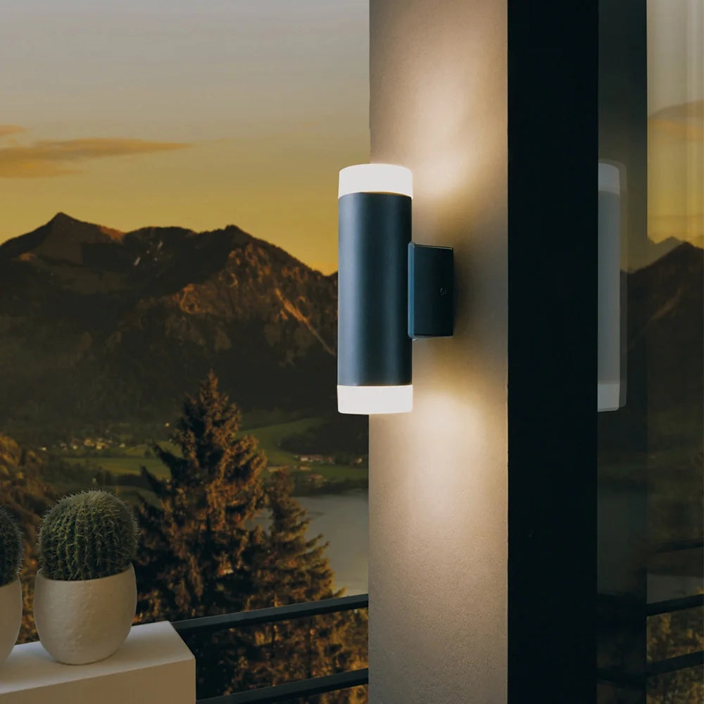 Applique Esterno Moderna Riga-Led Metallo Nero Policarbonato Bianco Led